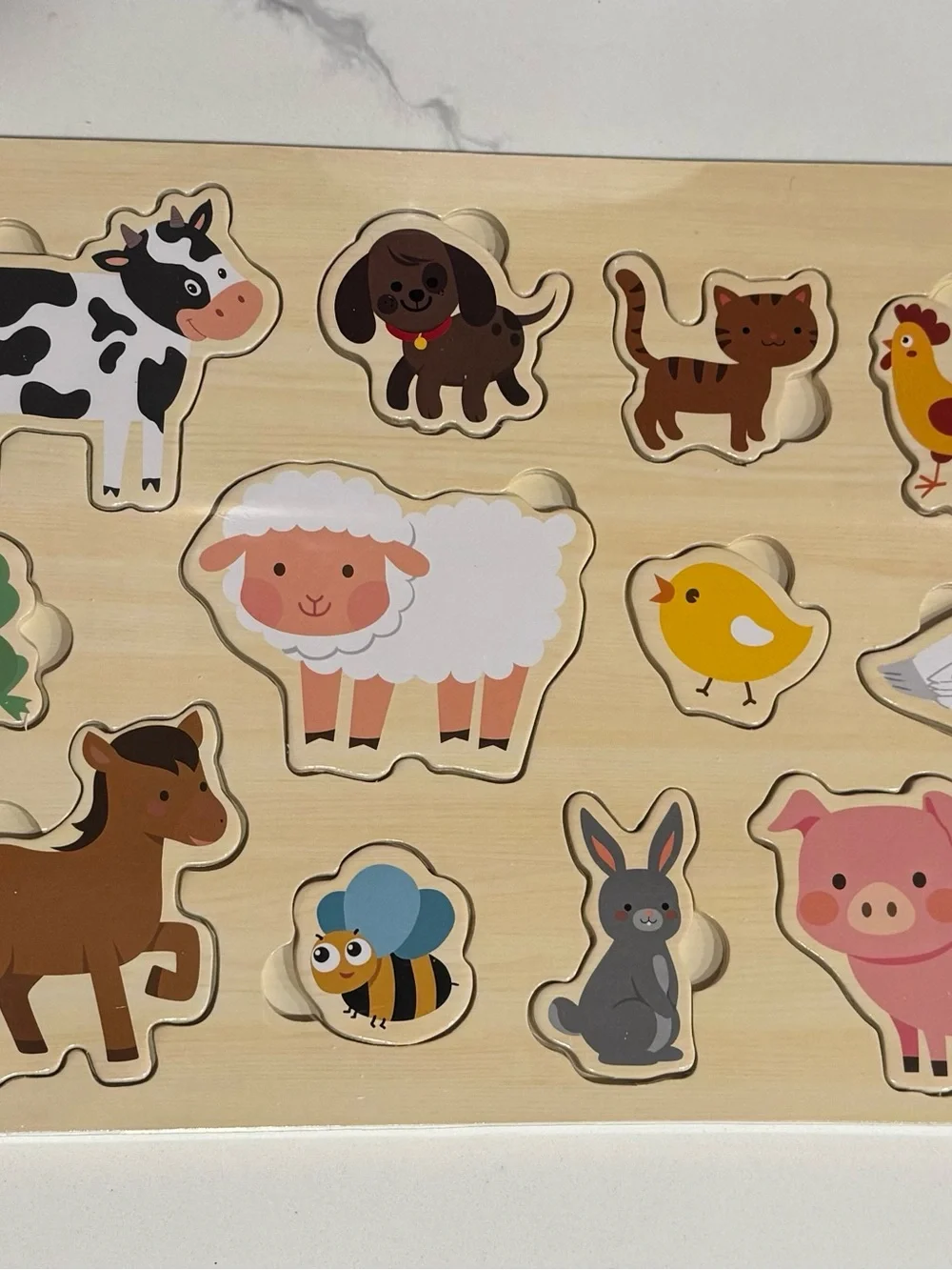 Wooden Farm Animal Puzzle - Multi-Color Small Pets Set